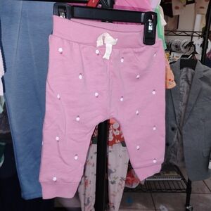 Carter's Pink Sweatpants with White Floral Accents